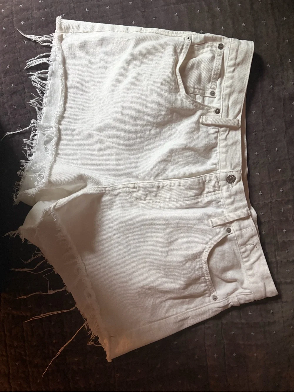 Madewell Women's White Denim Cutoff Shorts with button fly